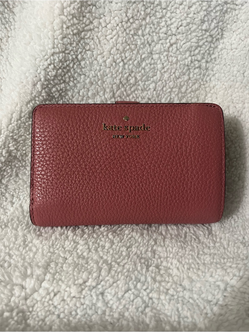 kate spade Dusty Rose Pebbled Leather Wallet with Gold Logo